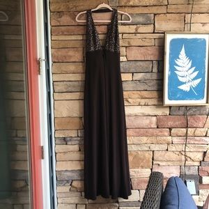 Laundry by Shelli Segal Brown Embellished Brown Evening Gown 8